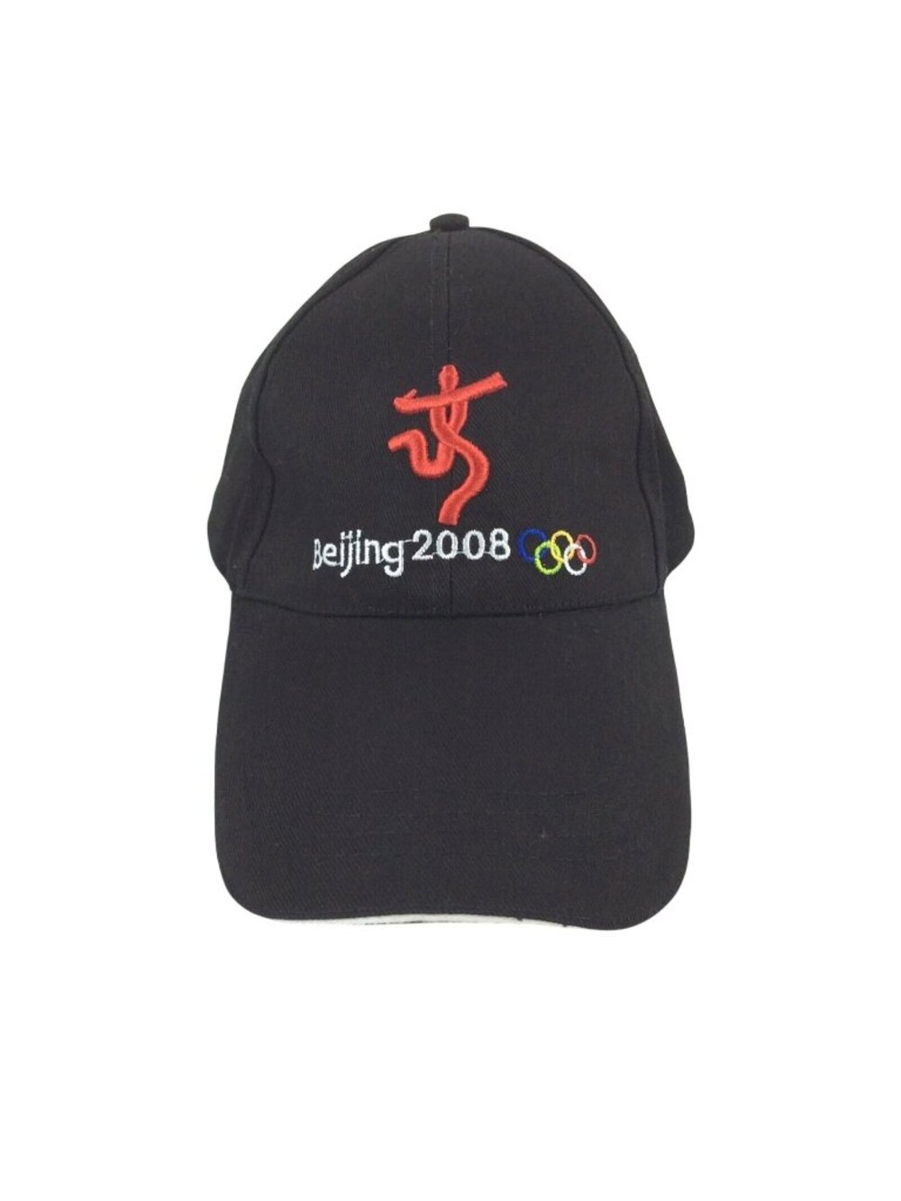 Beijing 2008 Olympics Embroidered Black Baseball Cap Adjustable Strapback
